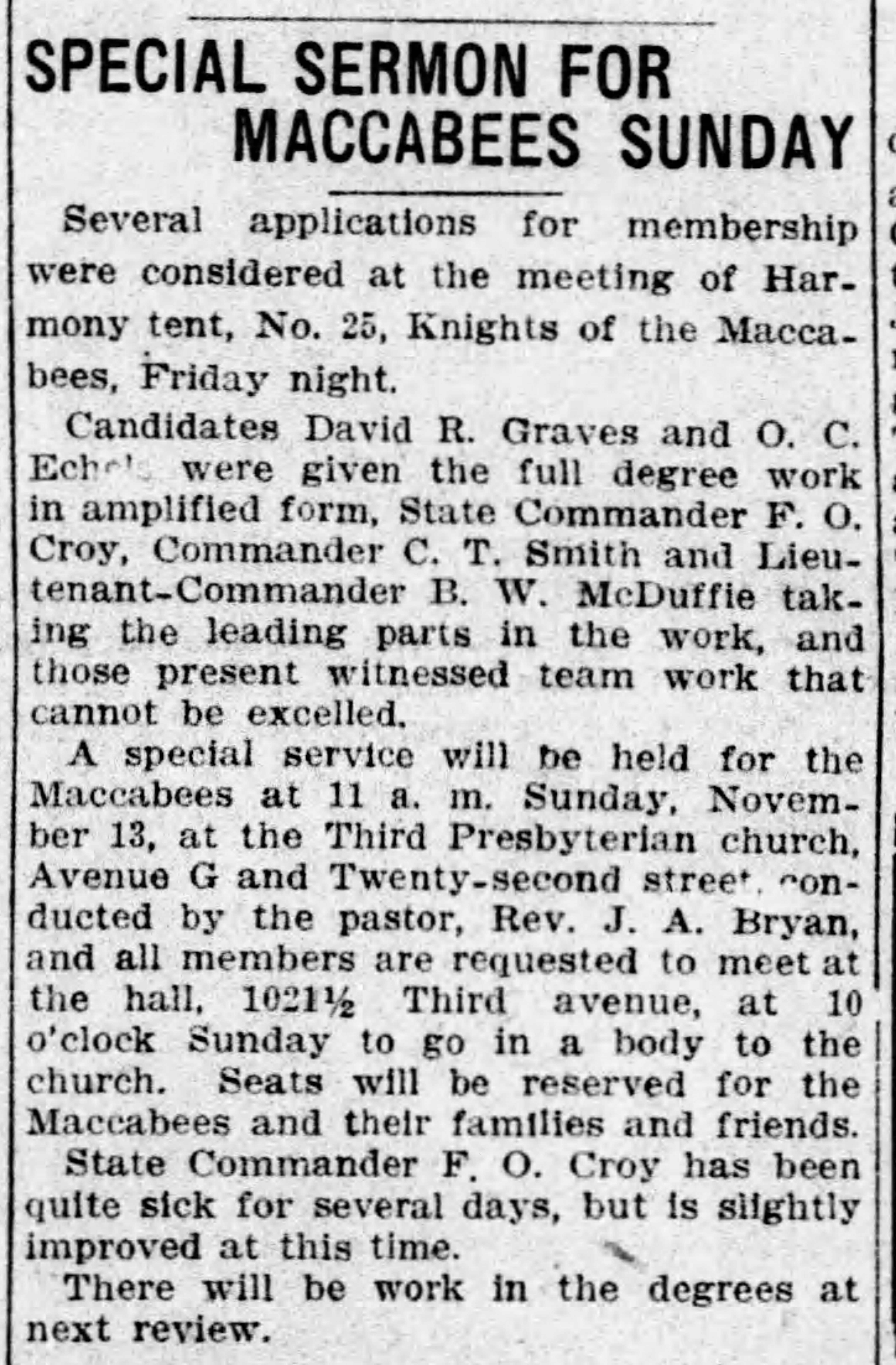 Special Sermon for Maccabees Sunday